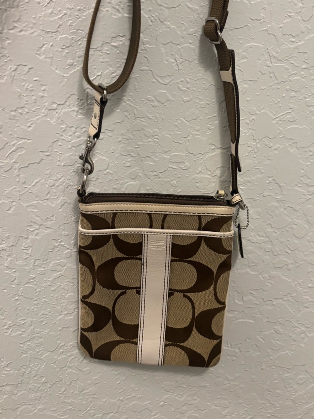 Coach Tan and Brown Crossbody Bag 2000s vintage Y2K 2006